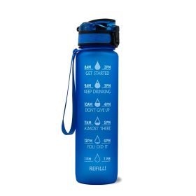 1L Tritan Water Bottle With Time Marker Bounce Cover Motivational Water Bottle Cycling Leakproof Cup For Sports Fitness Bottles (Option: Blue-1L)